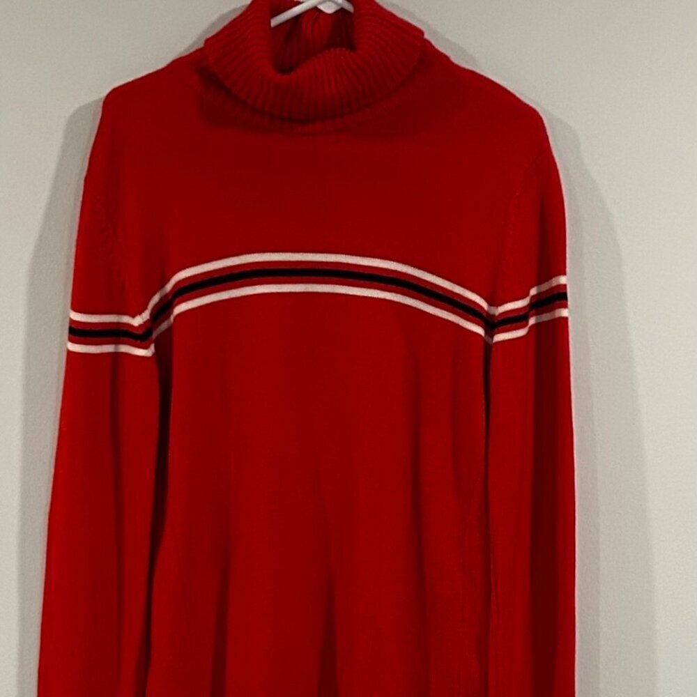Perfect Moment Wool Striped Ski Sweater in Red Size L